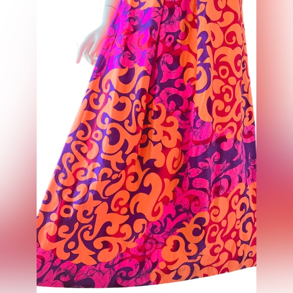 Vintage 70’s Batik Hawaiian Tiki Maxi Dress - Picture 3 of 5